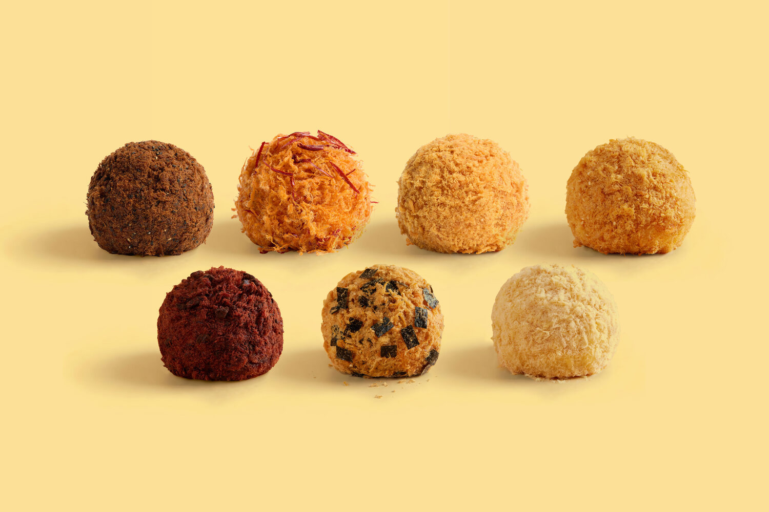 All twelve meat floss cake flavours
